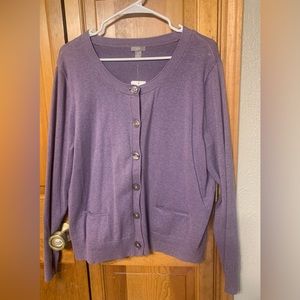 NWT J Jill Dark Amethyst Button Cardigan